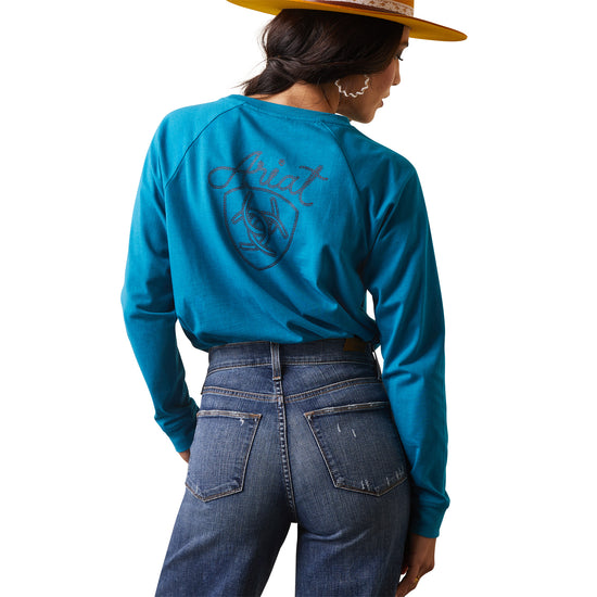 Load image into Gallery viewer, Ariat® Ladies R.E.A.L™ Ropey Shield Mosaic Blue T-Shirt 10043411
