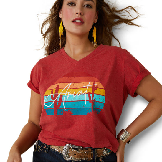 Ariat® Ladies Real Horizon Aura Orange Heather T-Shirt 10043419