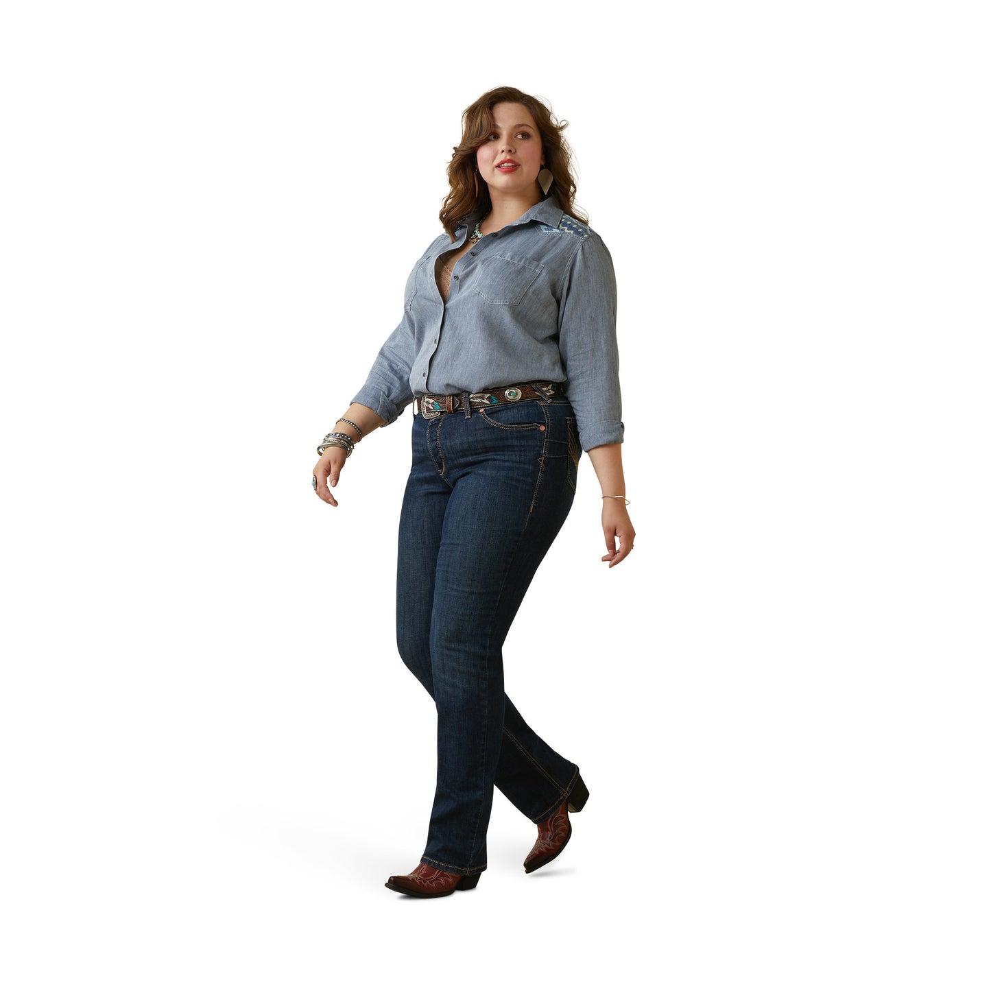 Load image into Gallery viewer, Ariat® Ladies R.E.A.L Billie Jean Embroidered Chambray Shirt 10043451
