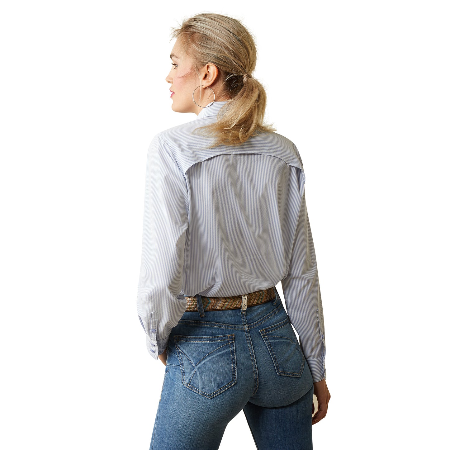 Load image into Gallery viewer, Ariat® Ladies VenTEK™ Stretch Classic Blue Stripe Button Down Shirt 10043496
