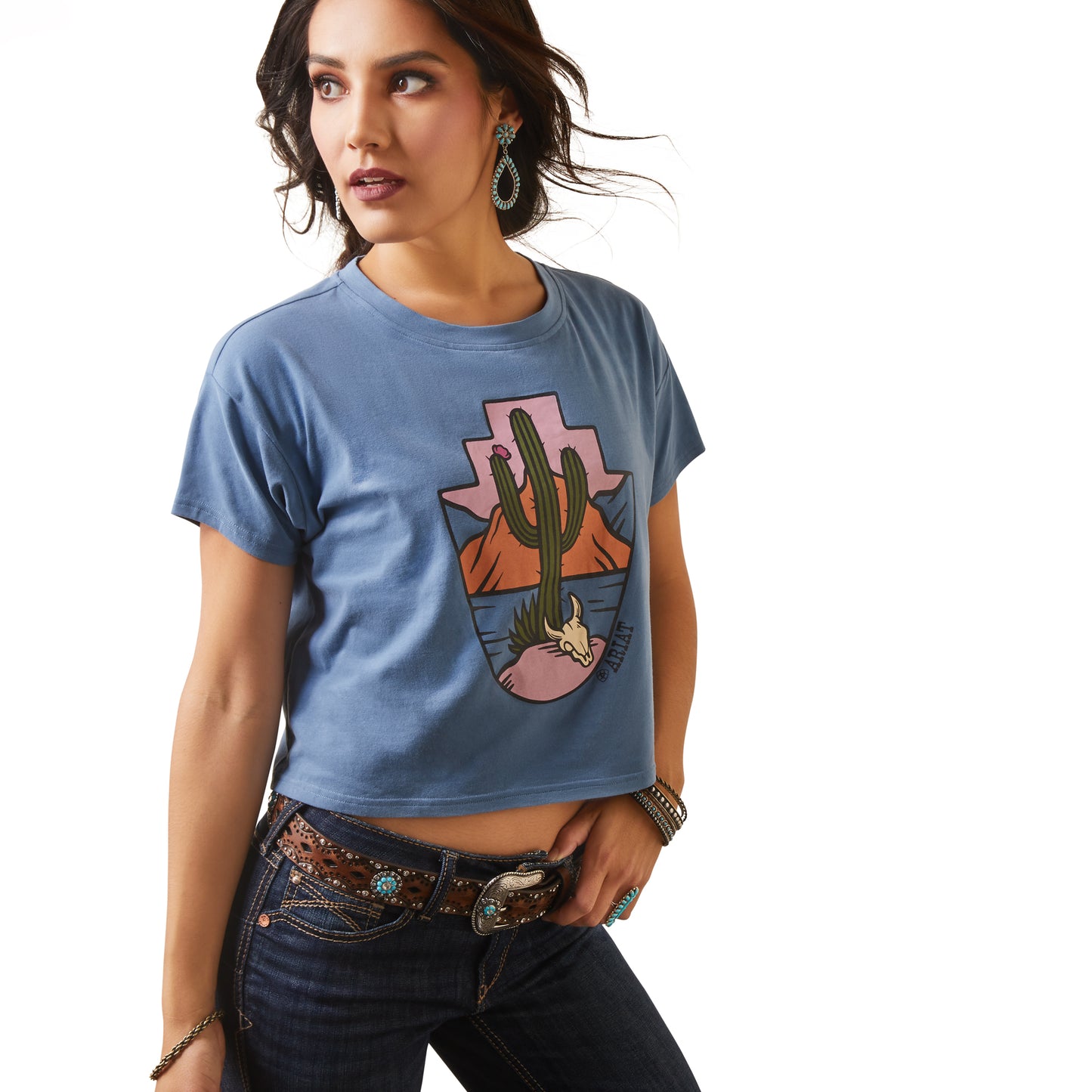 Ariat Ladies Desert Daze Copen Blue Western T-Shirt 10043658