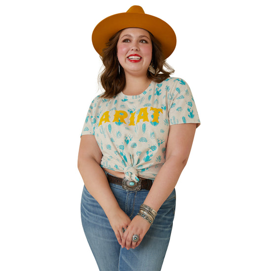 Load image into Gallery viewer, Ariat® Ladies R.E.A.L Cactus Garden White T-Shirt 10043686
