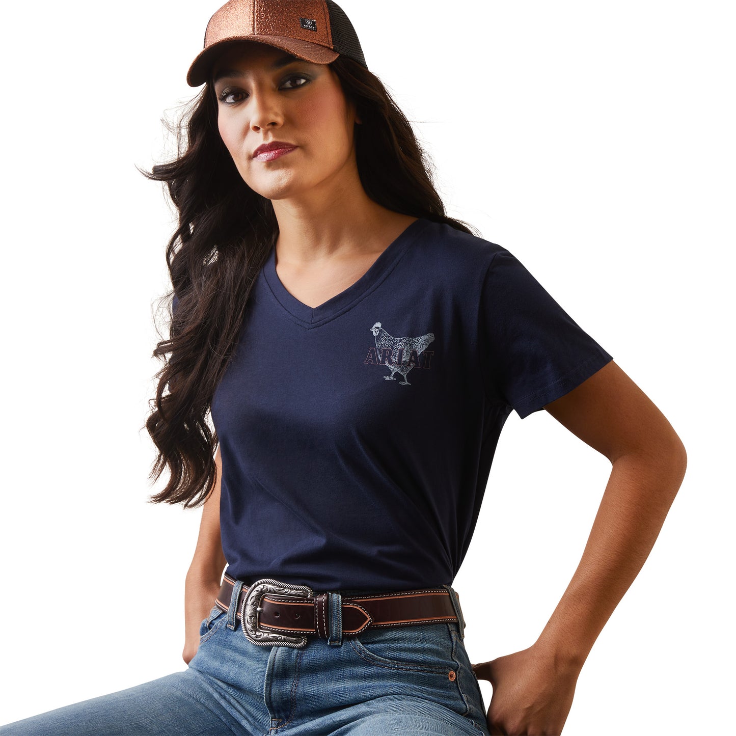 Ariat® Ladies R.E.A.L Mama Hen Navy Eclipse T-Shirt 10043758