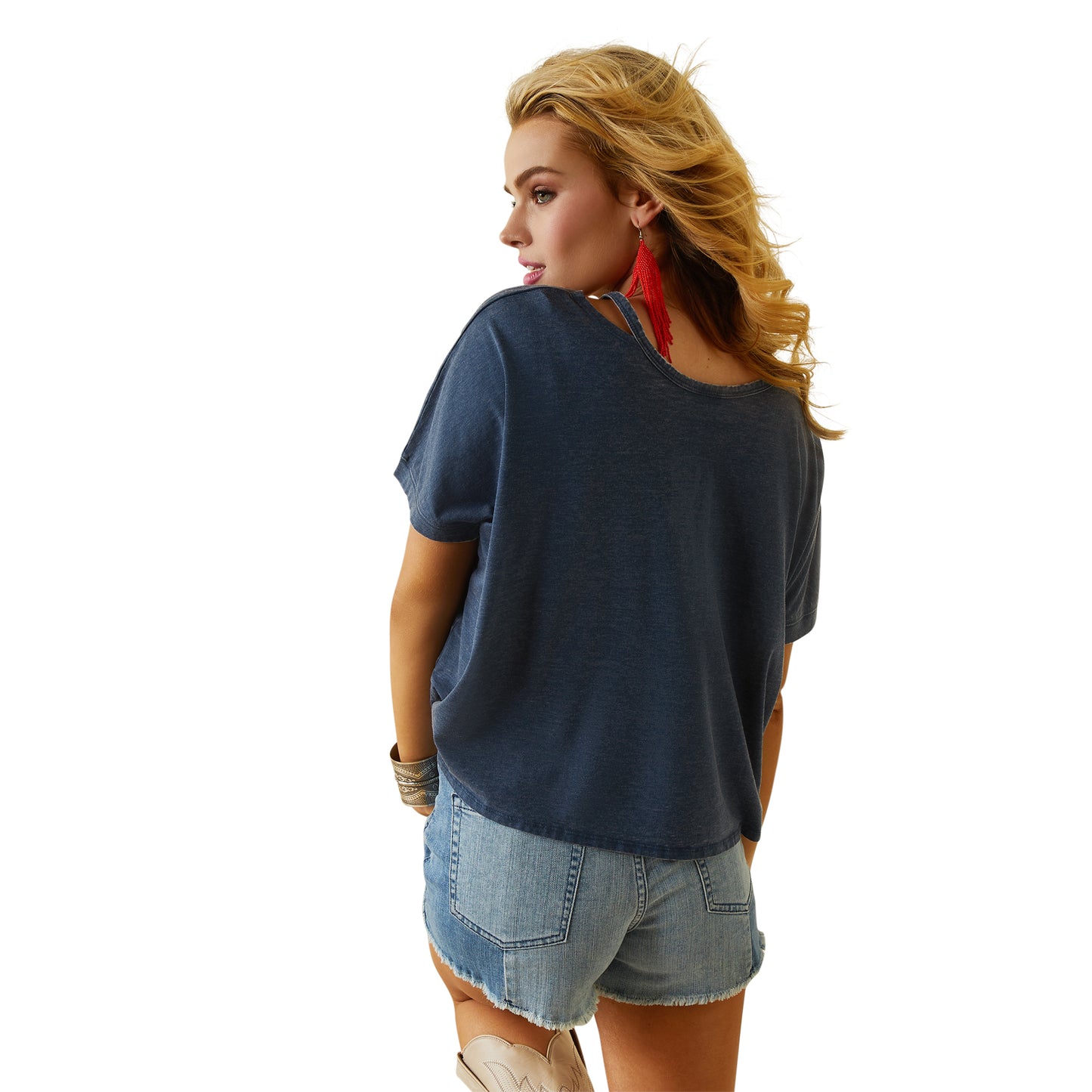 Load image into Gallery viewer, Ariat® Ladies Flowy Francesca Deep Petroleum Blue T-Shirt 10043882
