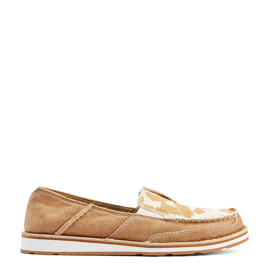 Load image into Gallery viewer, Ariat® Ladies Cruiser Adobe Tan &amp;amp; White Hair On Slip On Shoes 10044532
