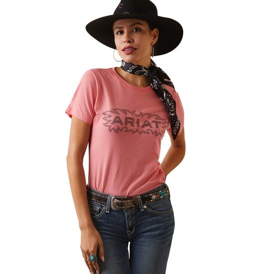 Load image into Gallery viewer, Ariat Ladies Stitch Logo Graphic Coral Heather T-Shirt 10044604
