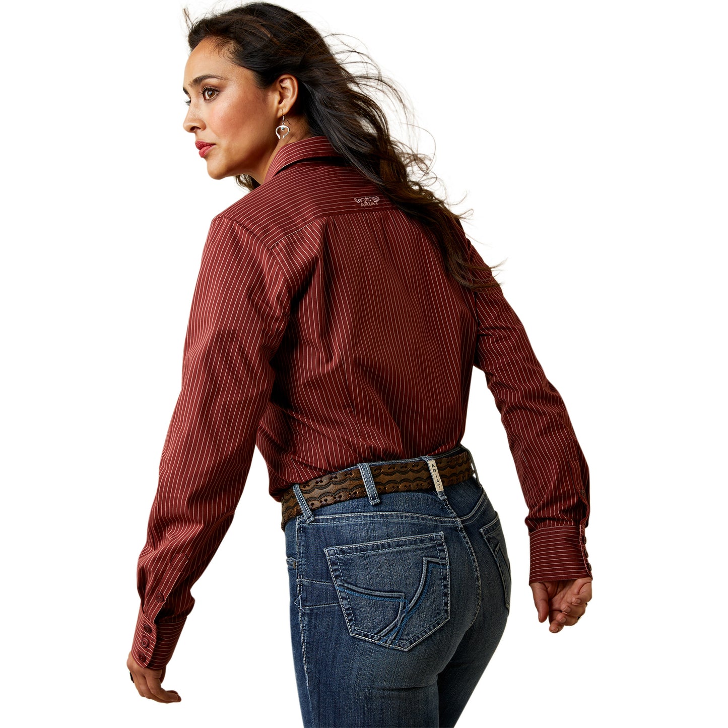 Ariat Ladies Kirby Stretch Fired Brick Red Button Down Shirt 10044946