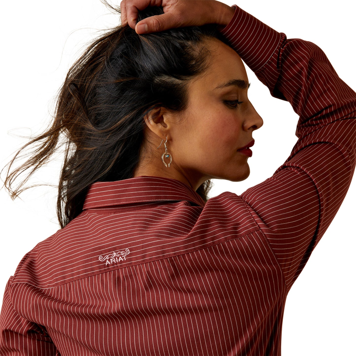 Ariat Ladies Kirby Stretch Fired Brick Red Button Down Shirt 10044946