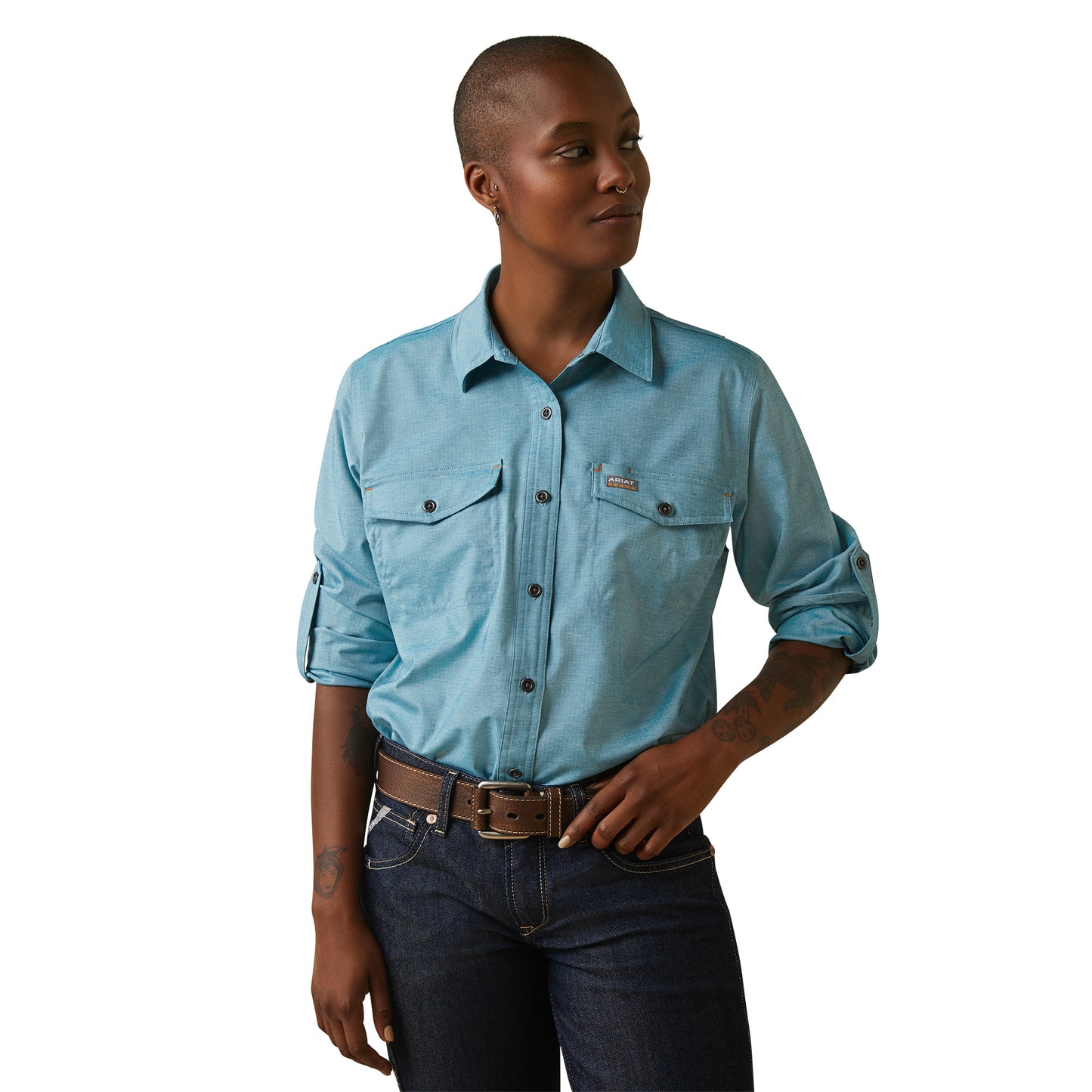Ariat® Ladies Rebar Made Tough VentTEK DuraStretch™ Blue Shirt 10043564