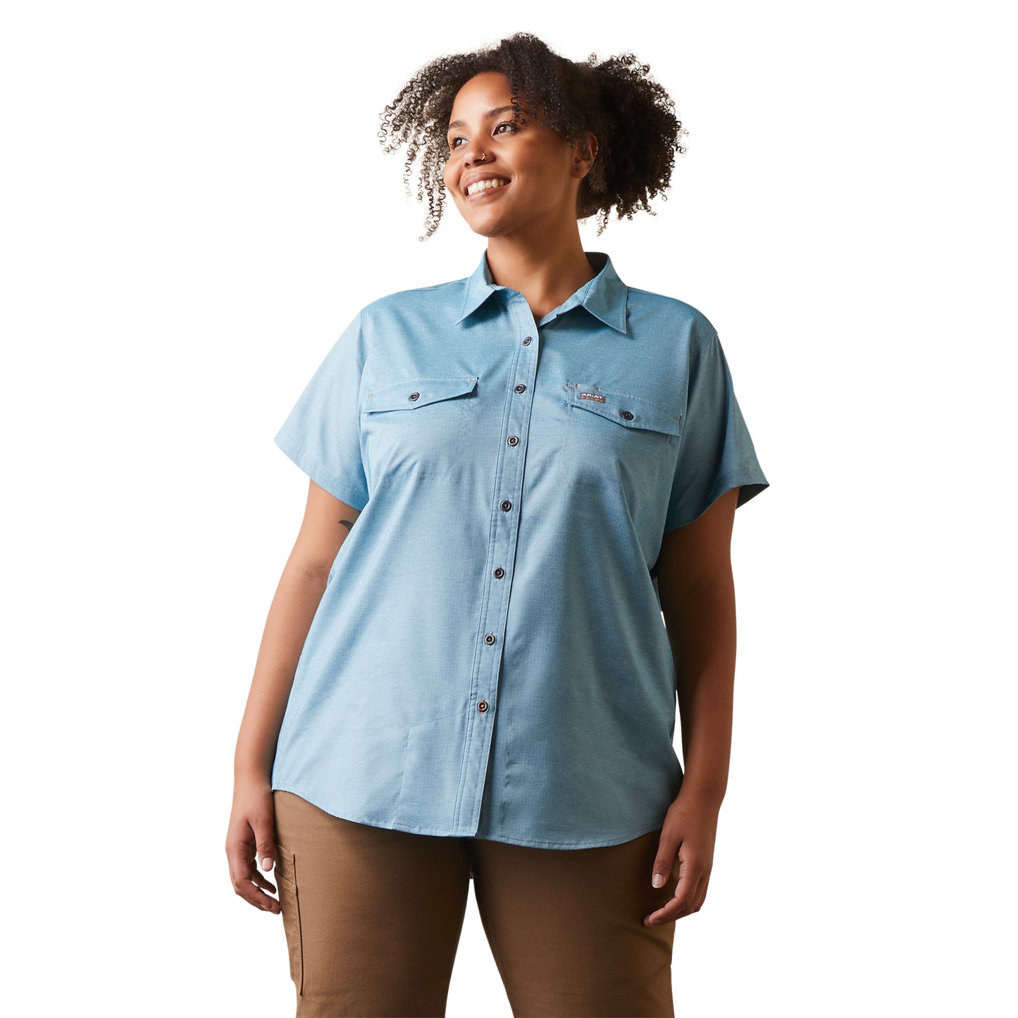Load image into Gallery viewer, Ariat® Ladies Rebar Made Tough VentTEK DuraStretch™ Blue Shirt 10043773
