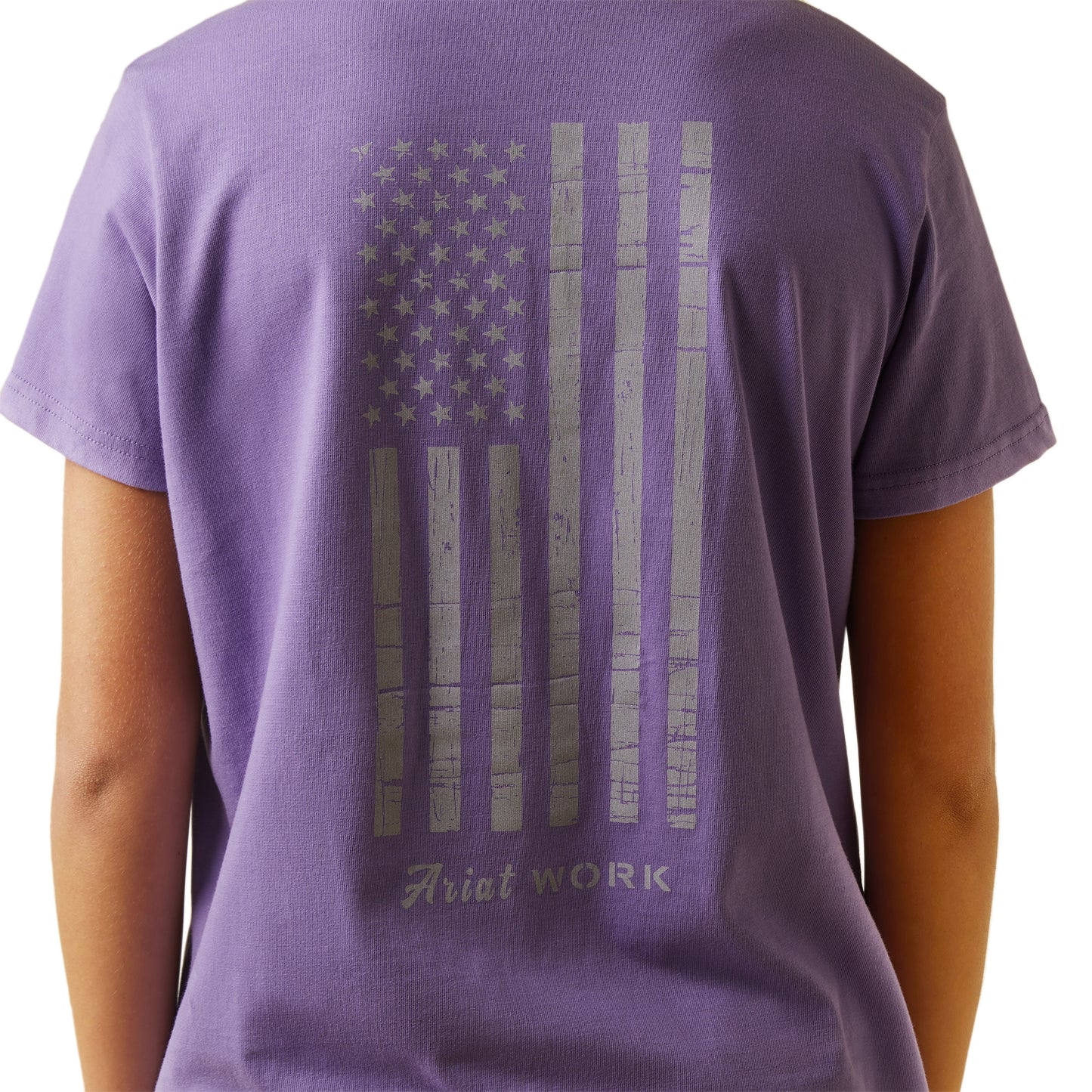 Ariat Ladies Rebar Cotton Reflective USA Flag Paisley Purple Graphic Tee 10043847