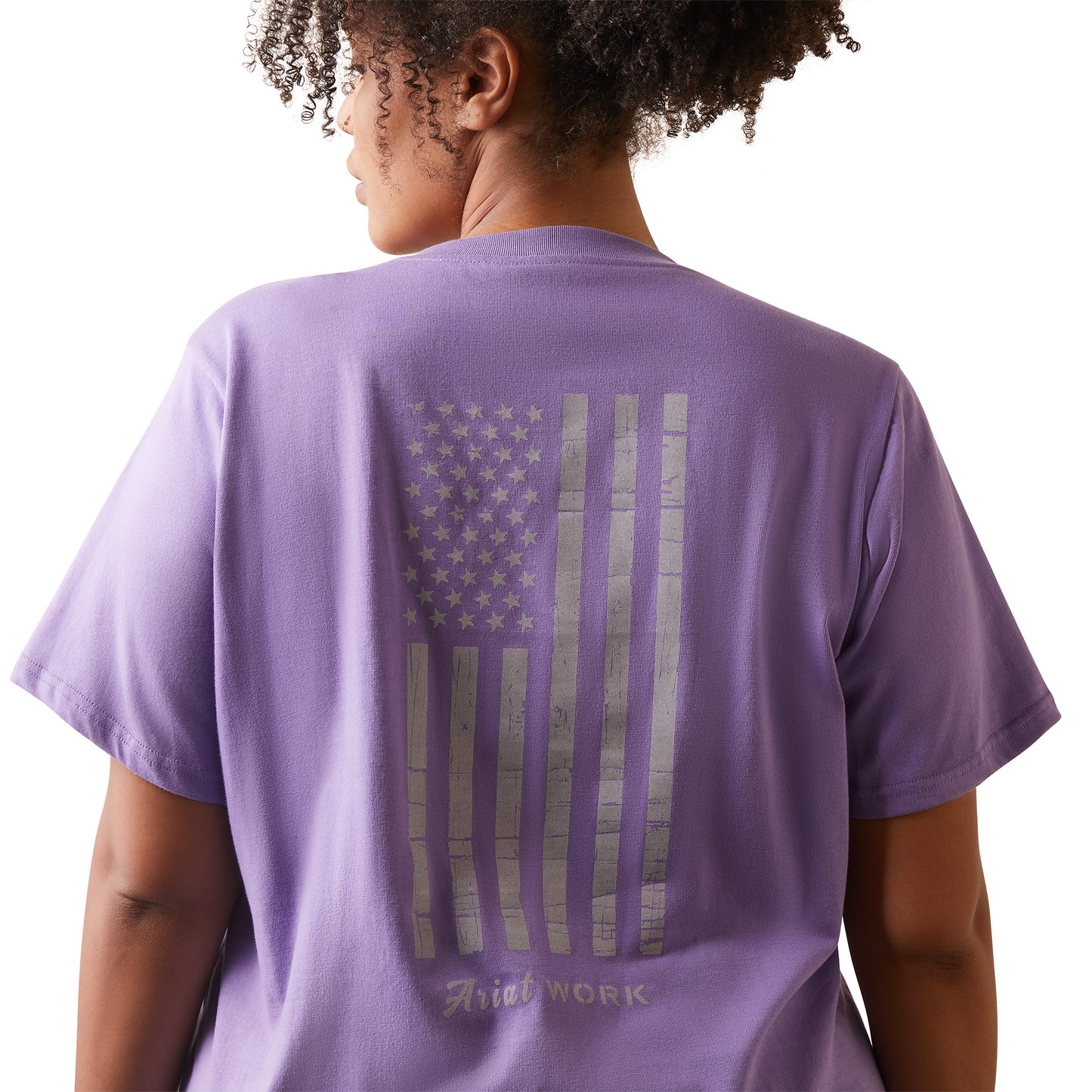 Ariat Ladies Rebar Cotton Reflective USA Flag Paisley Purple Graphic Tee 10043847