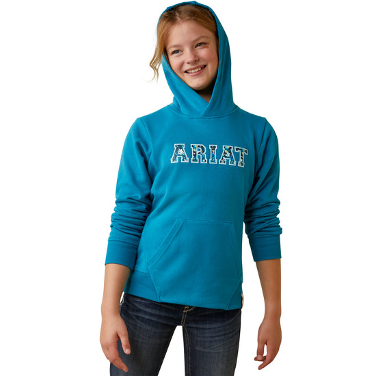 Ariat® Youth Girl's 3D Logo 2.0 Mosaic Blue Hoodie 10043322