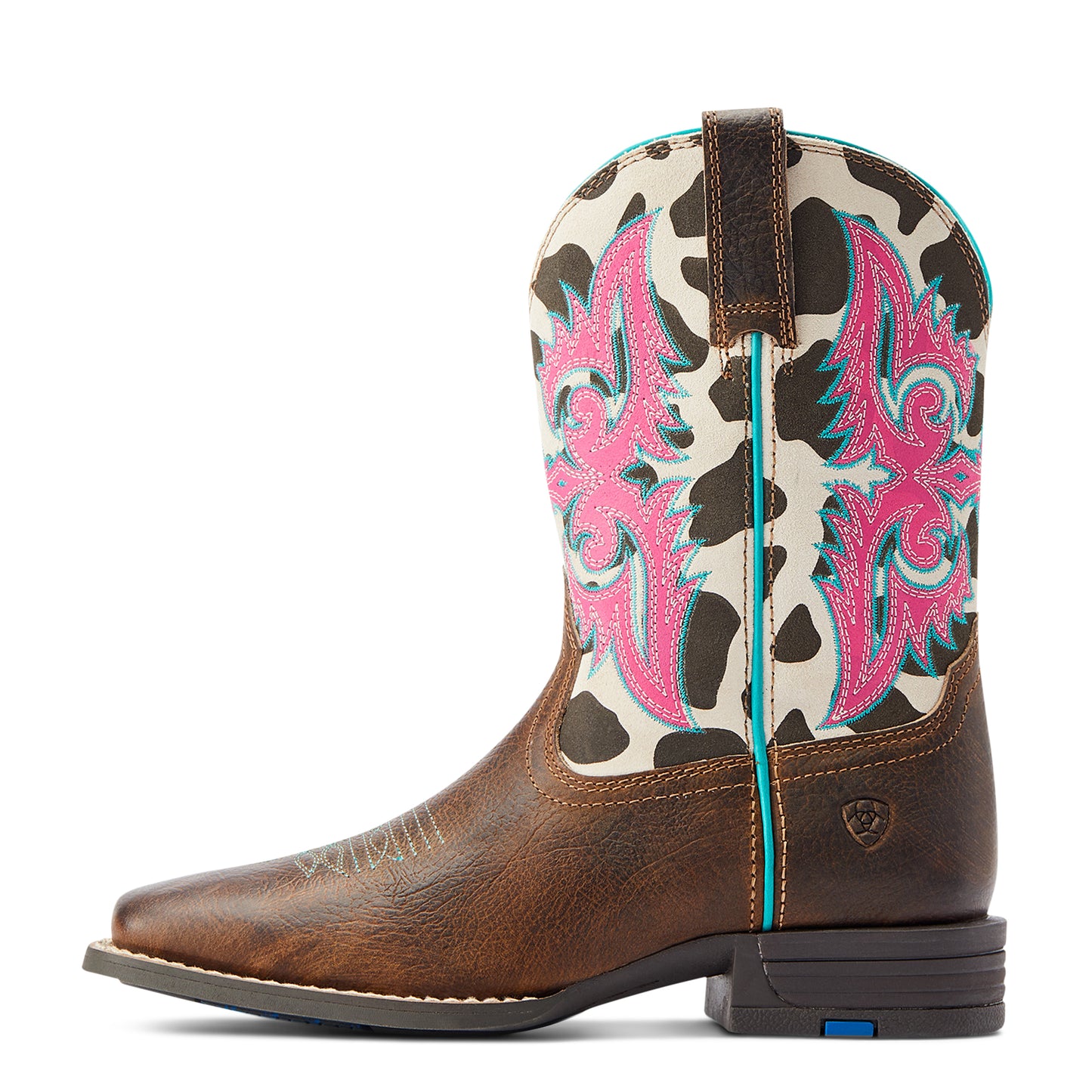 Ariat Youth Girl's Lonestar Rowdy Rust & Cow Print Brown Boots 10044405