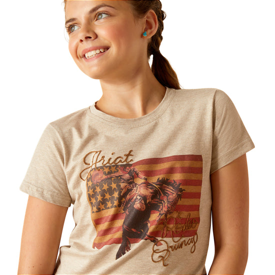 Ariat Youth Girl's Flag Rodeo Quincy Gold T-Shirt 10048677