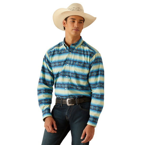 Ariat Men's Penn Blue Aztec Stripe Print Classic Fit Shirt 10048383