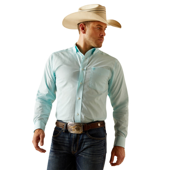 Ariat Men's Wrinkle Free Blue Radiance Shepard Fitted Shirt 10048410