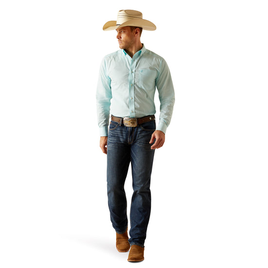 Ariat Men's Wrinkle Free Blue Radiance Shepard Fitted Shirt 10048410