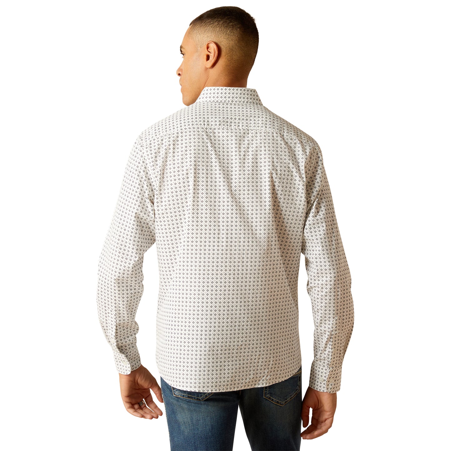 Ariat Men's Major Stretch White Modern Fit Button Down Shirt 10048631