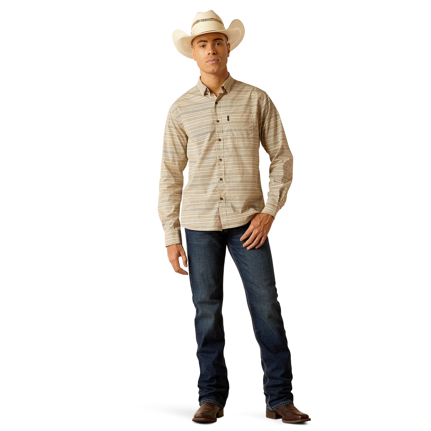 Ariat Men's Marvin Stretch Modern Fit Sand Shell Shirt 10048634