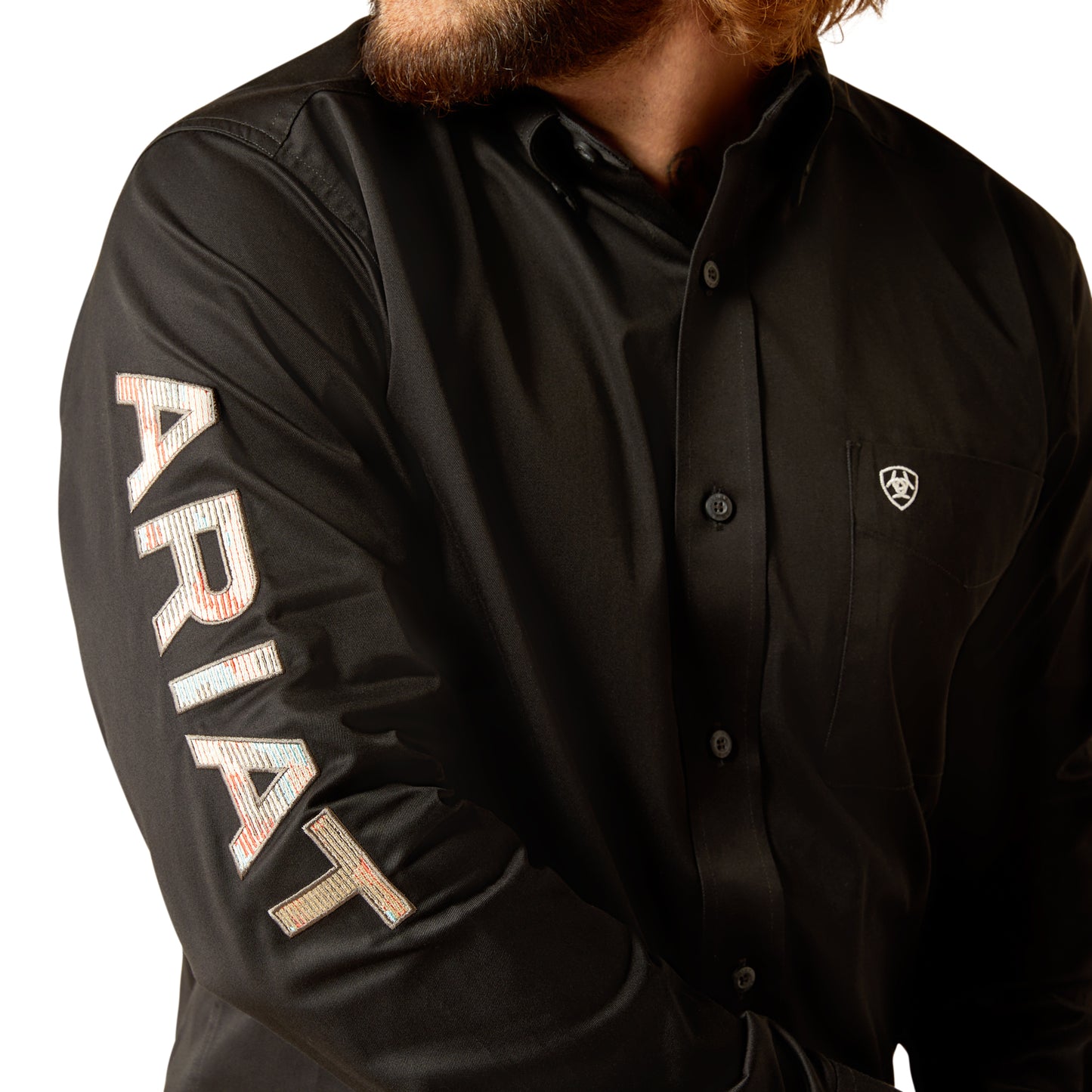 Ariat Men's Team Logo Black Fitted Button Up Shirt 10048714