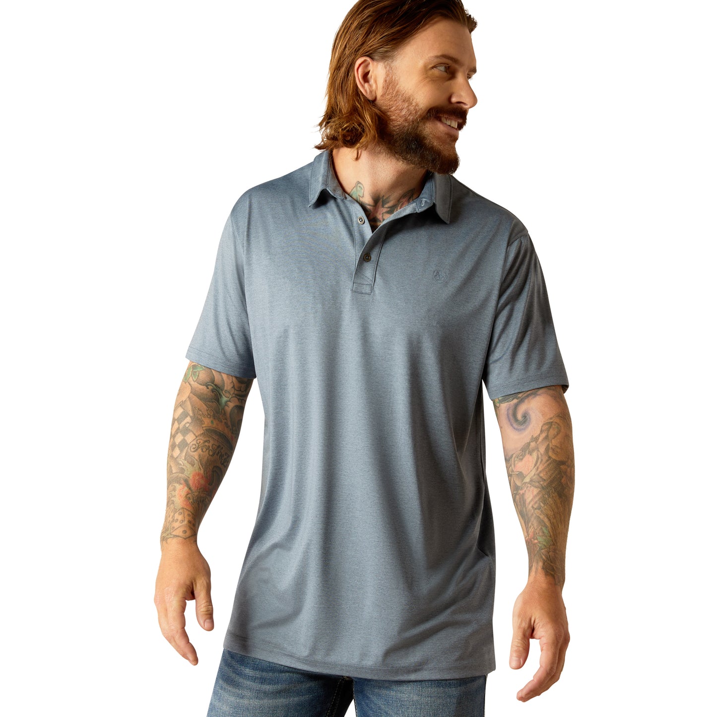 Ariat Men's Charger 2.0 Newsboy Blue Modern Polo Shirt 10048782