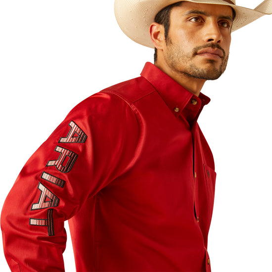Ariat Men's Team Logo Twill Red Classic Fit Shirt 10048809