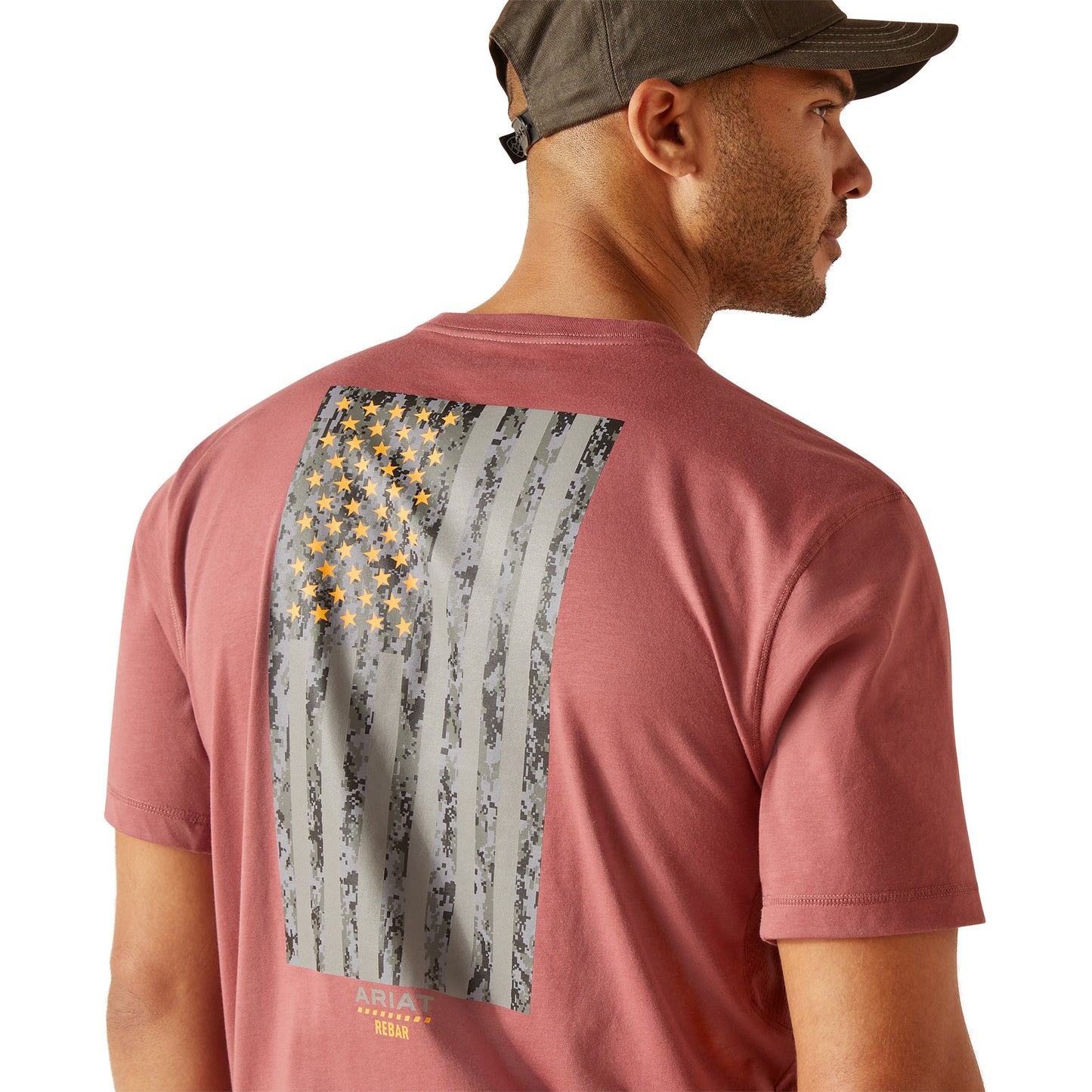 Ariat Men's Rebar Workman Reflective Flag Roan Rouge Red T-Shirt 10048769