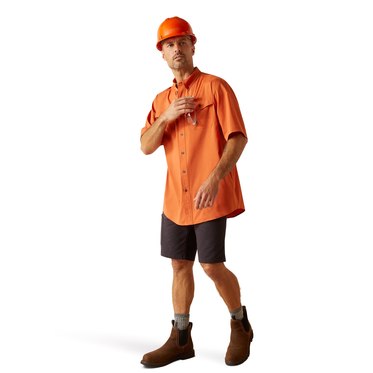 Ariat Men's Rebar Made Tough VentTEK DuraStretch Orange Work Shirt 10048864