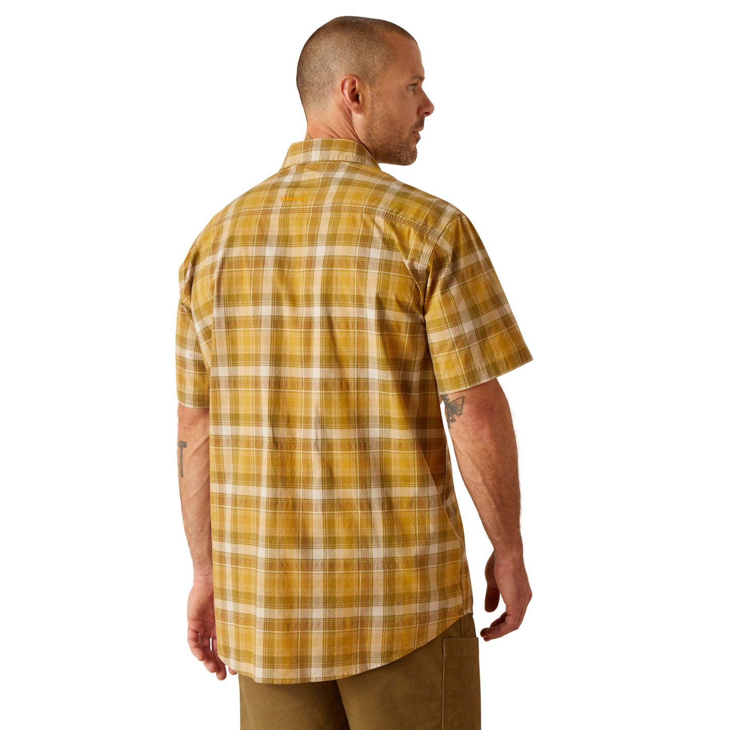 Ariat Men's Rebar Made Tough DuraStretch Dried Tobacco Plaid Shirt 10048893