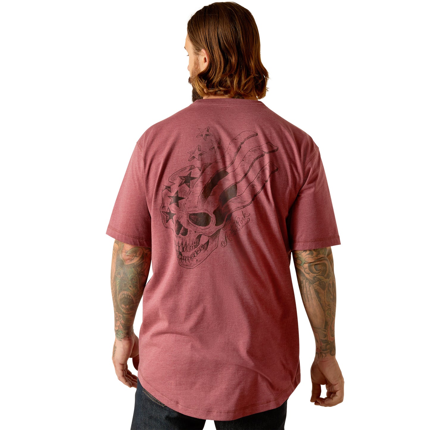 Ariat Men's Rebar Workman American Scream Burgundy T-Shirt 10048943