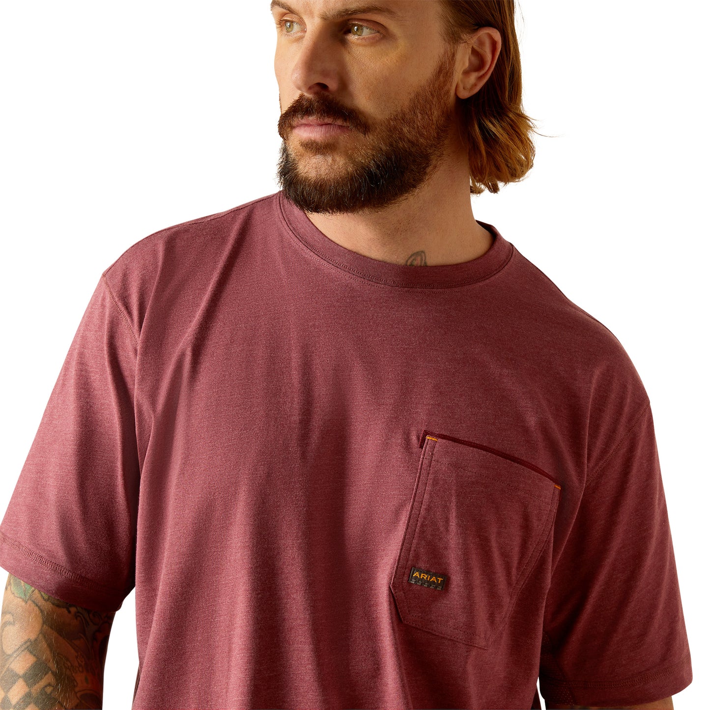 Ariat Men's Rebar Workman American Scream Burgundy T-Shirt 10048943