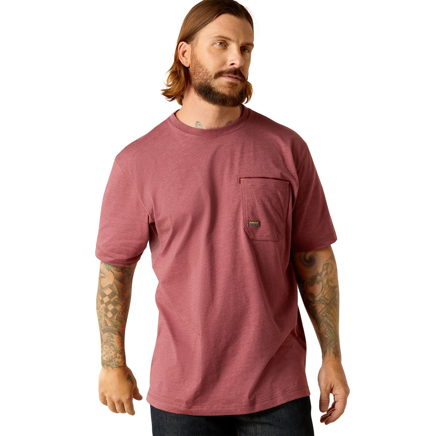 Ariat Men's Rebar Workman American Scream Burgundy T-Shirt 10048943