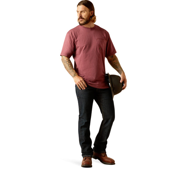 Ariat Men's Rebar Workman American Scream Burgundy T-Shirt 10048943