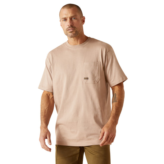 Ariat Men's Rebar Cotton Strong Stacking Dimes Bark Brown T-Shirt 10048980