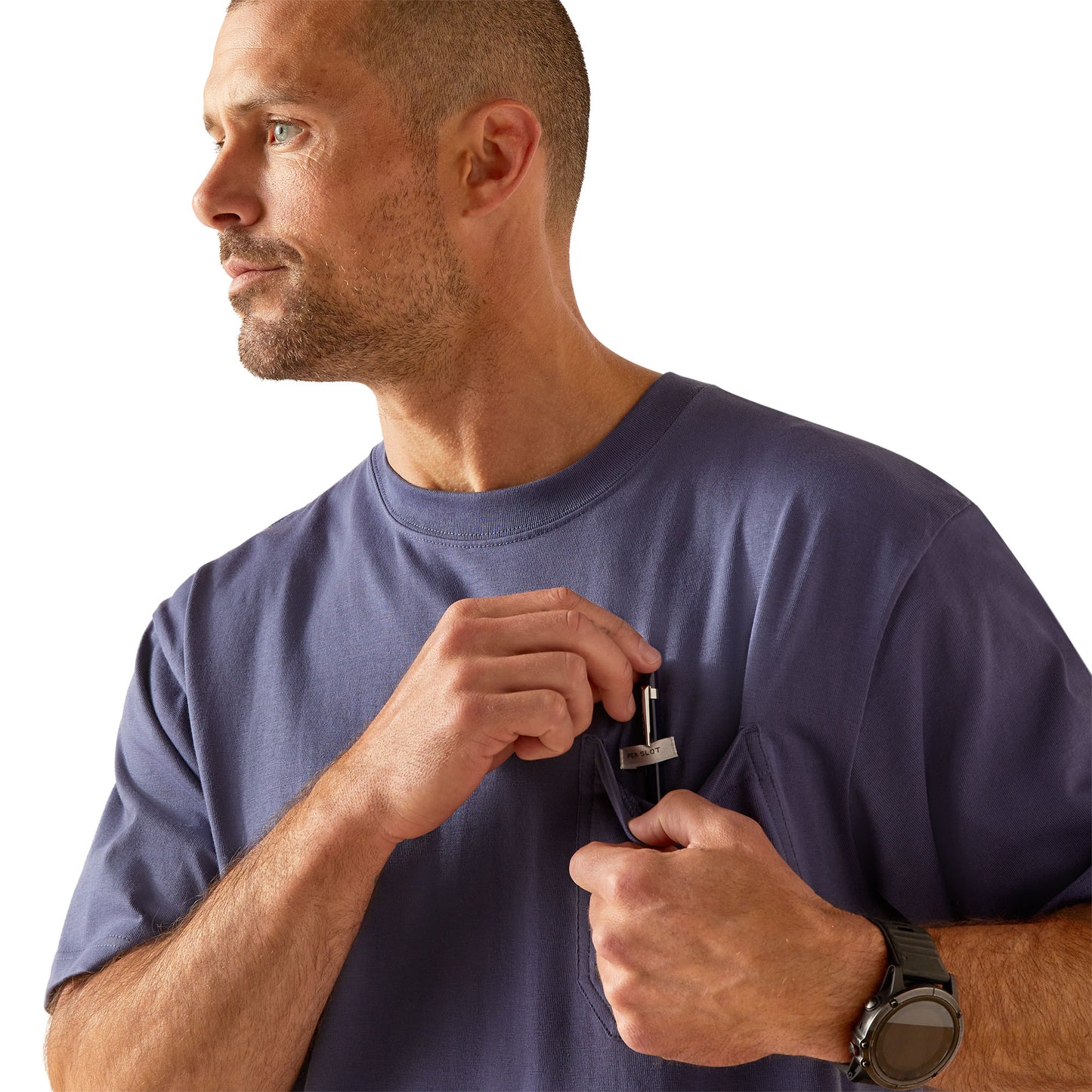 Ariat Men's Rebar Cotton Strong Stacking Dimes Blue Indigo T-Shirt 10048981