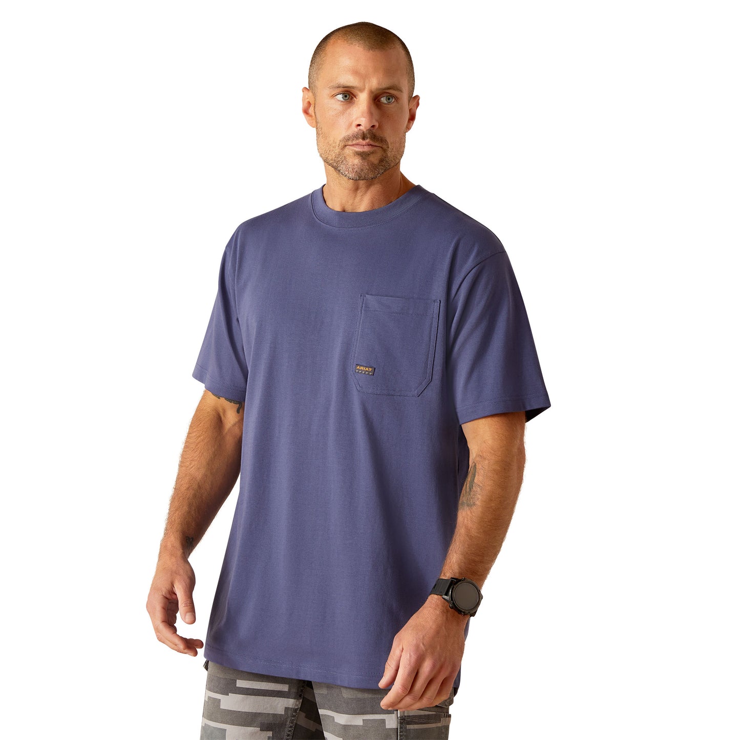 Ariat Men's Rebar Cotton Strong Stacking Dimes Blue Indigo T-Shirt 10048981