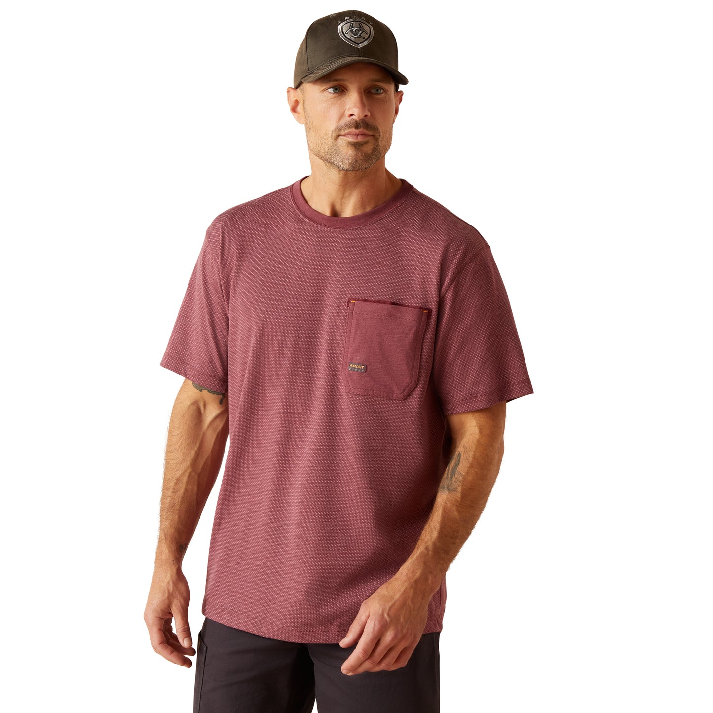 Ariat Men's Rebar Workman 360 Airflow Burgundy Heather T-Shirt 10048985