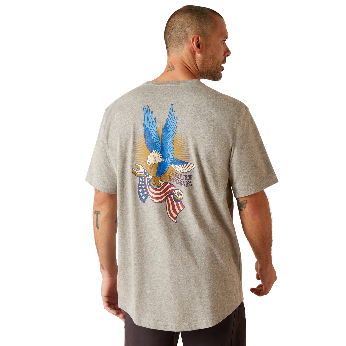Ariat Men's Rebar Workman Victory Eagle Heather Grey T-Shirt 10048987