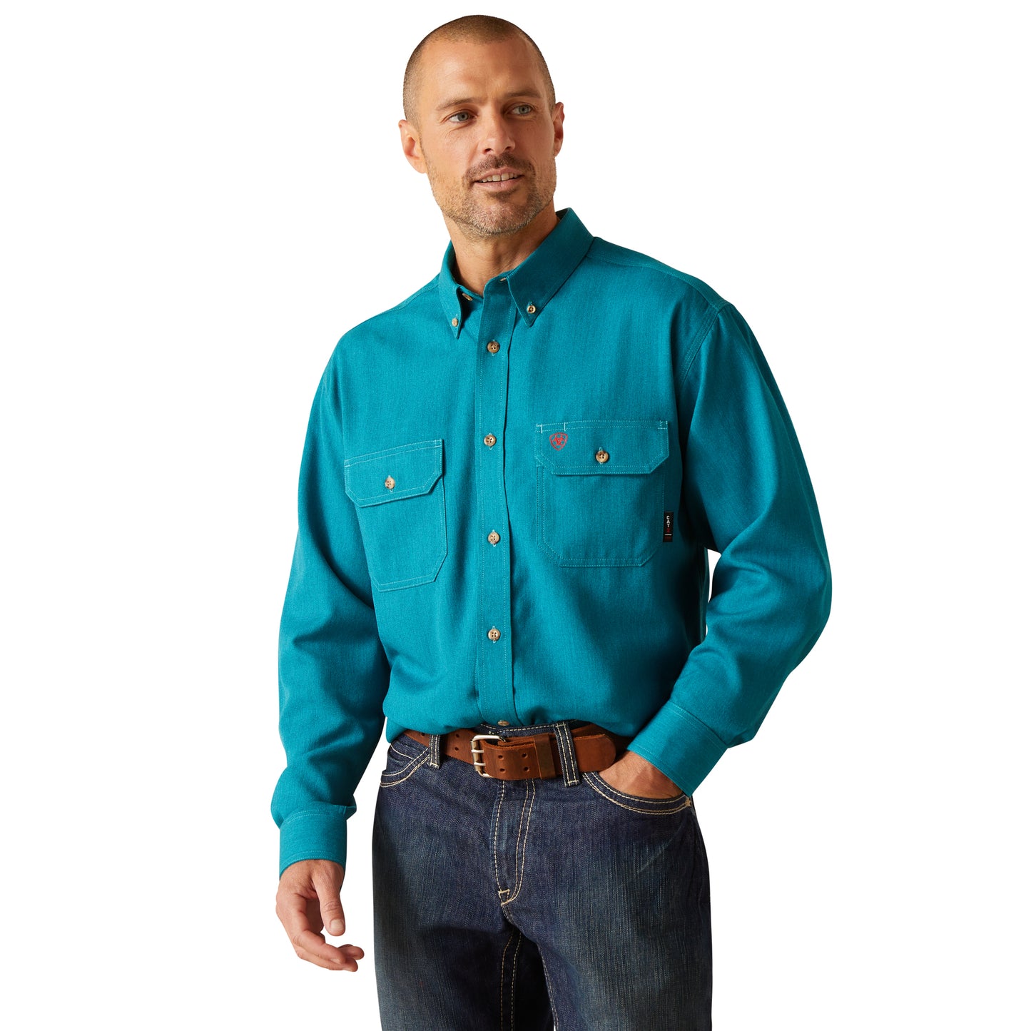 Ariat Men's FR Air Inherent Aqua Blue Button Down Work Shirt 10049031