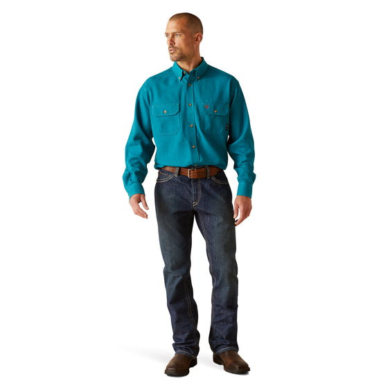 Ariat Men's FR Air Inherent Aqua Blue Button Down Work Shirt 10049031