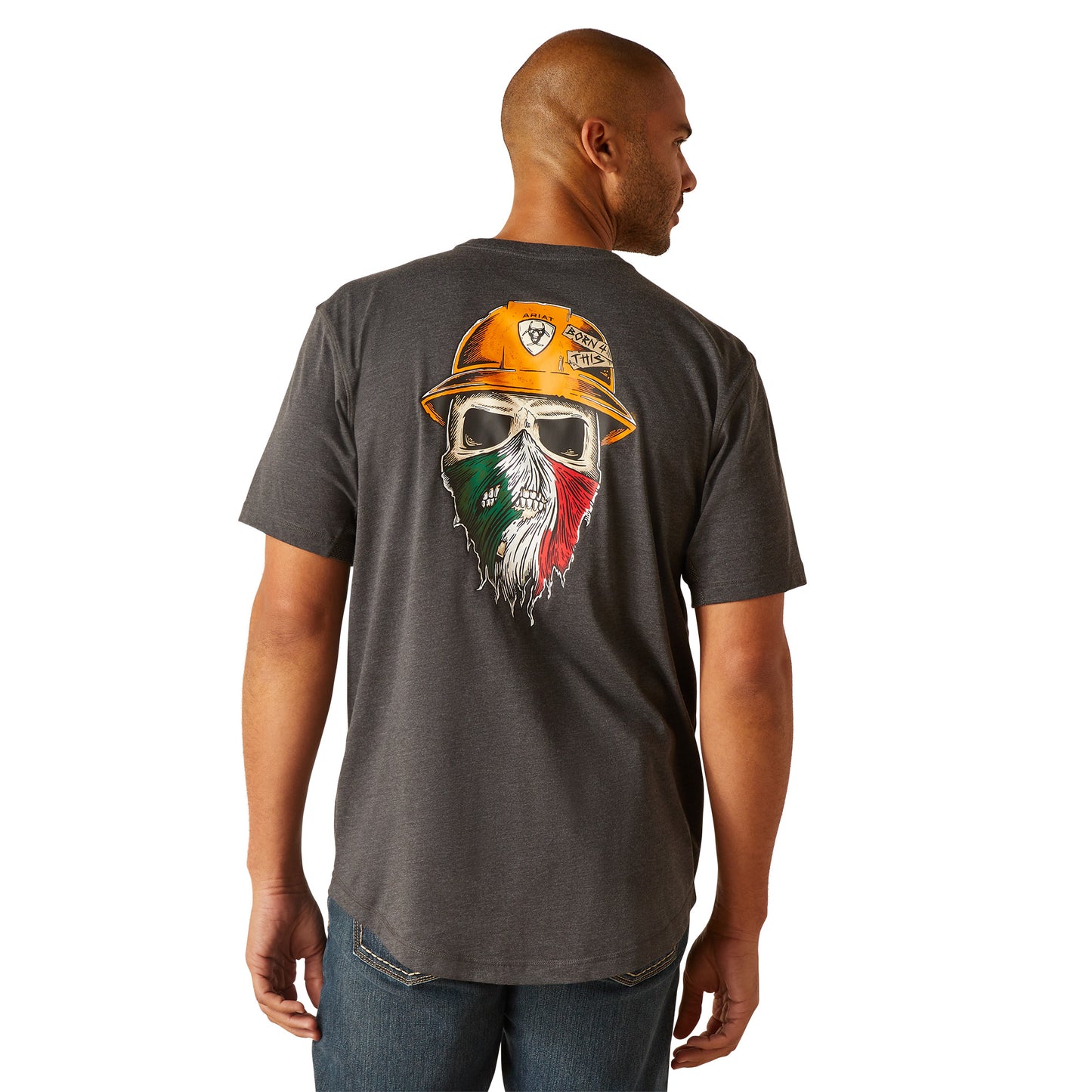 Ariat Men's Rebar Workman Born For This Charcoal Mexico Flag T-Shirt 10049063