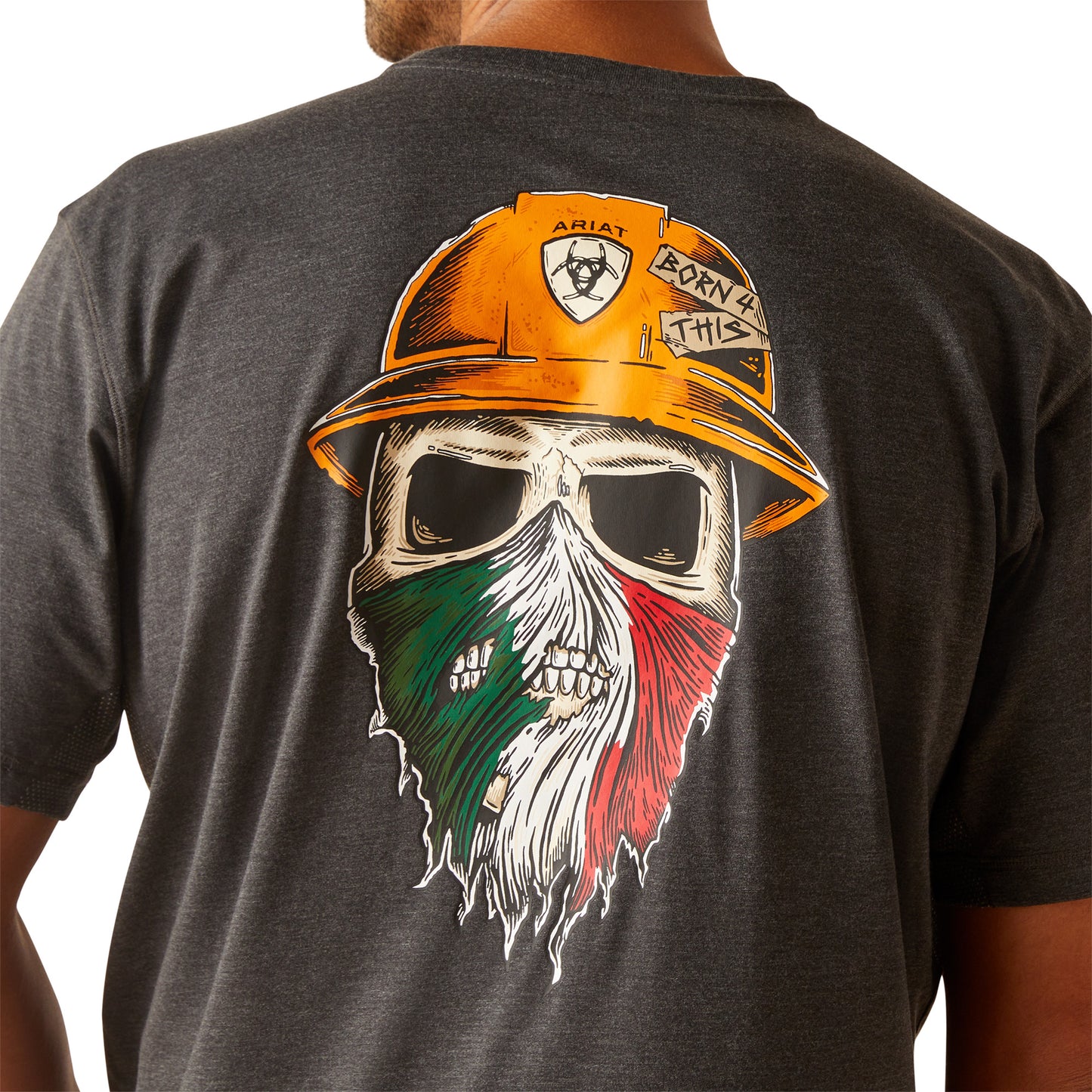 Ariat Men's Rebar Workman Born For This Charcoal Mexico Flag T-Shirt 10049063