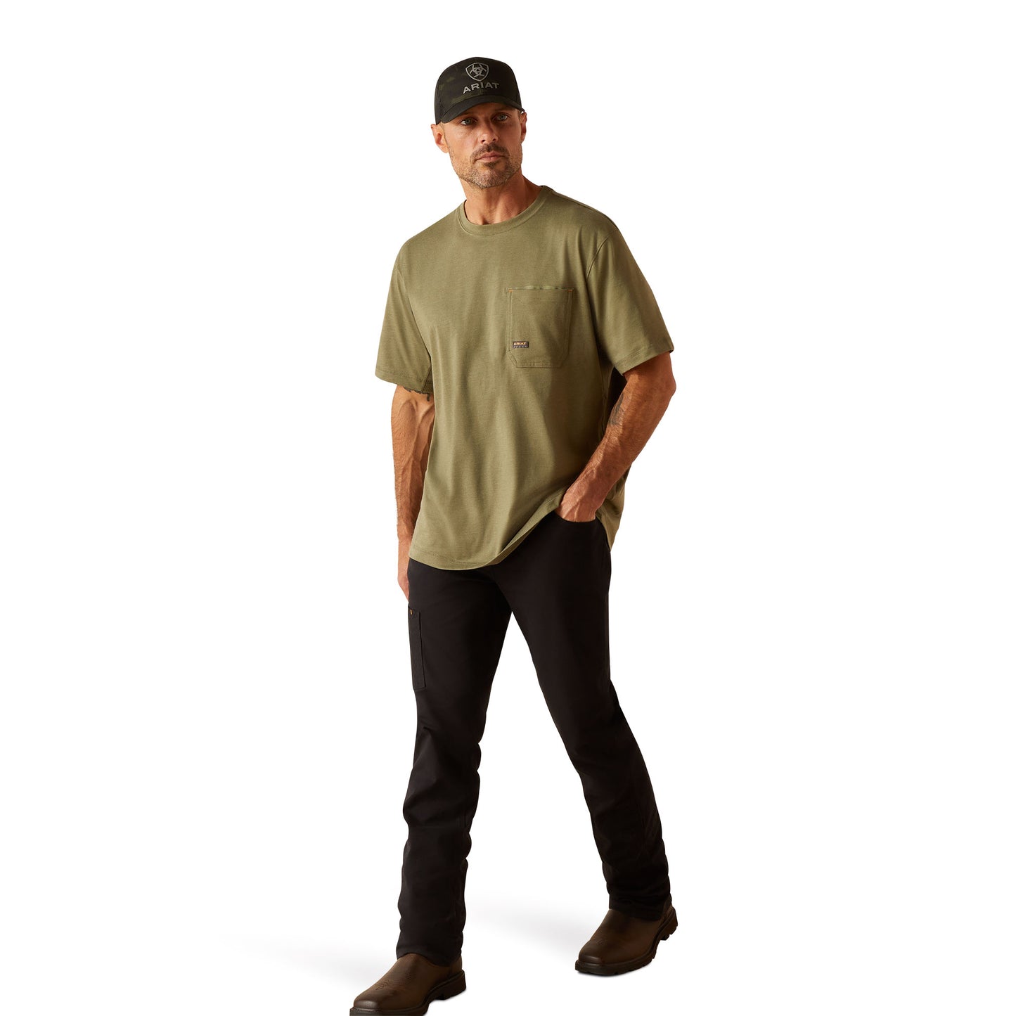 Ariat Men's Rebar Workman American Scream Sage Heather T-Shirt 10050812