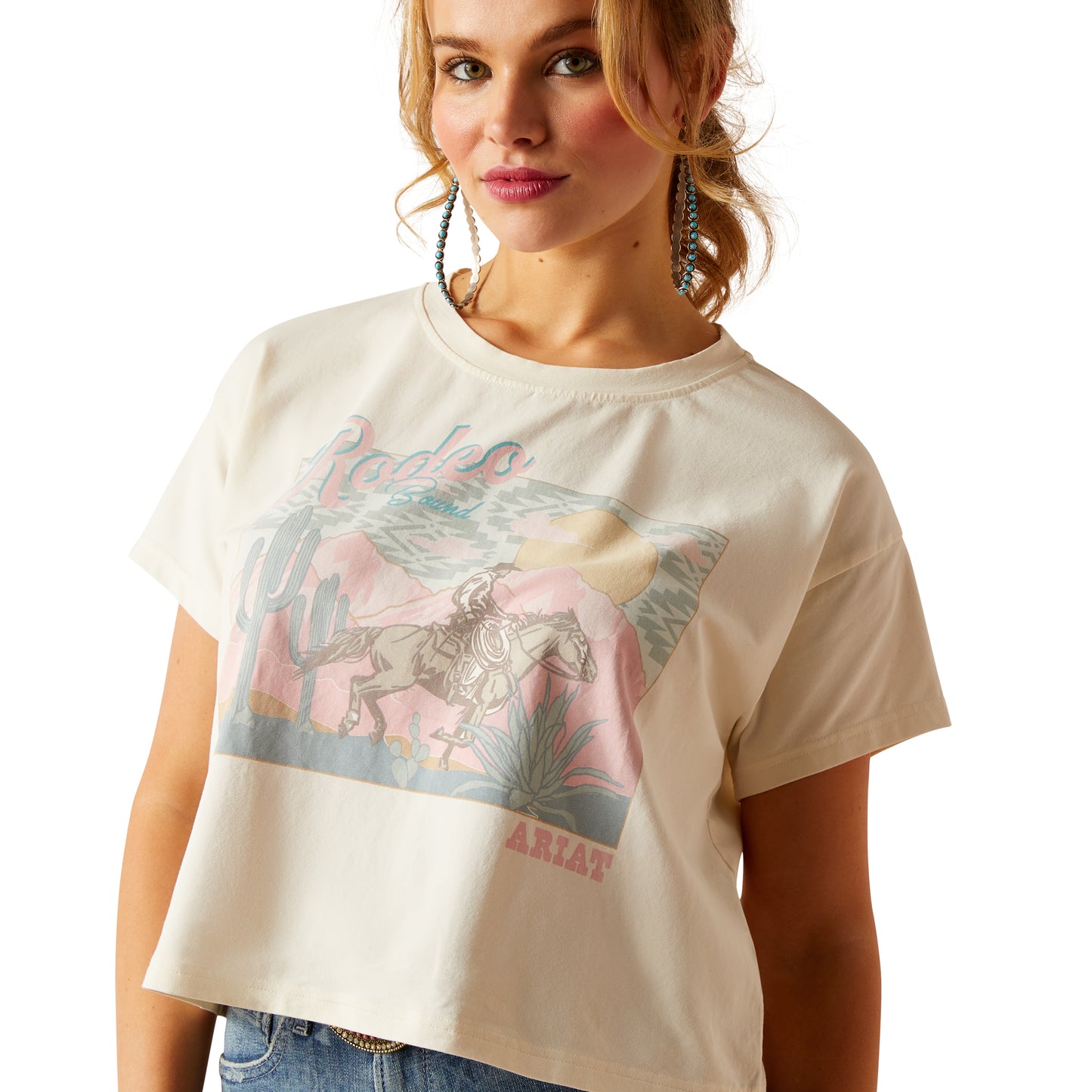 Ariat Ladies Rodeo Bound Pristine Cropped T-Shirt 10048639