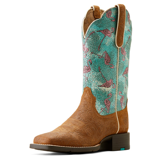 Ariat Ladies Round Up Wide Square Toe Western Boot 10051037