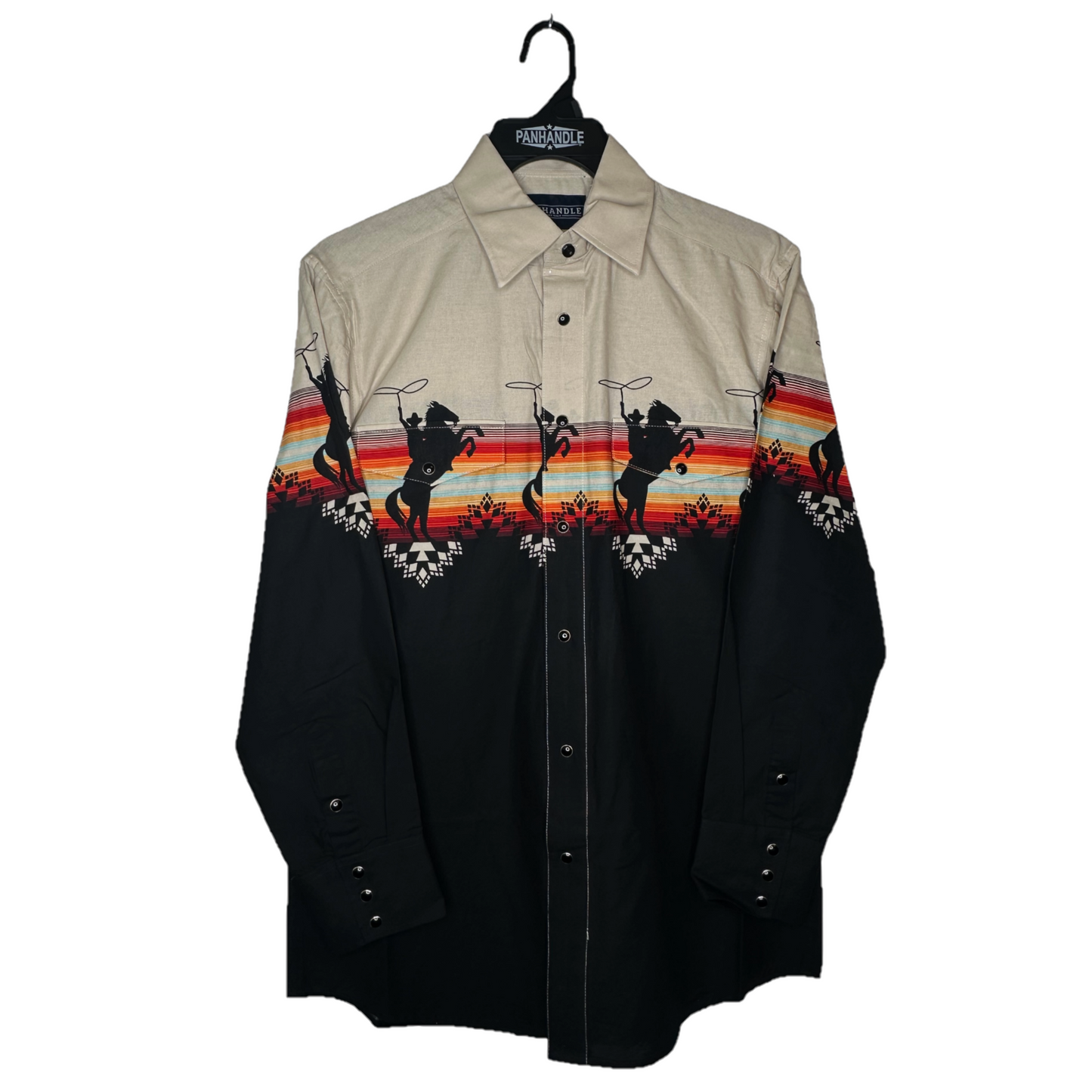 Panhandle Men's Bucking Bronco Western Black Button Down Shirt SMN2S02644