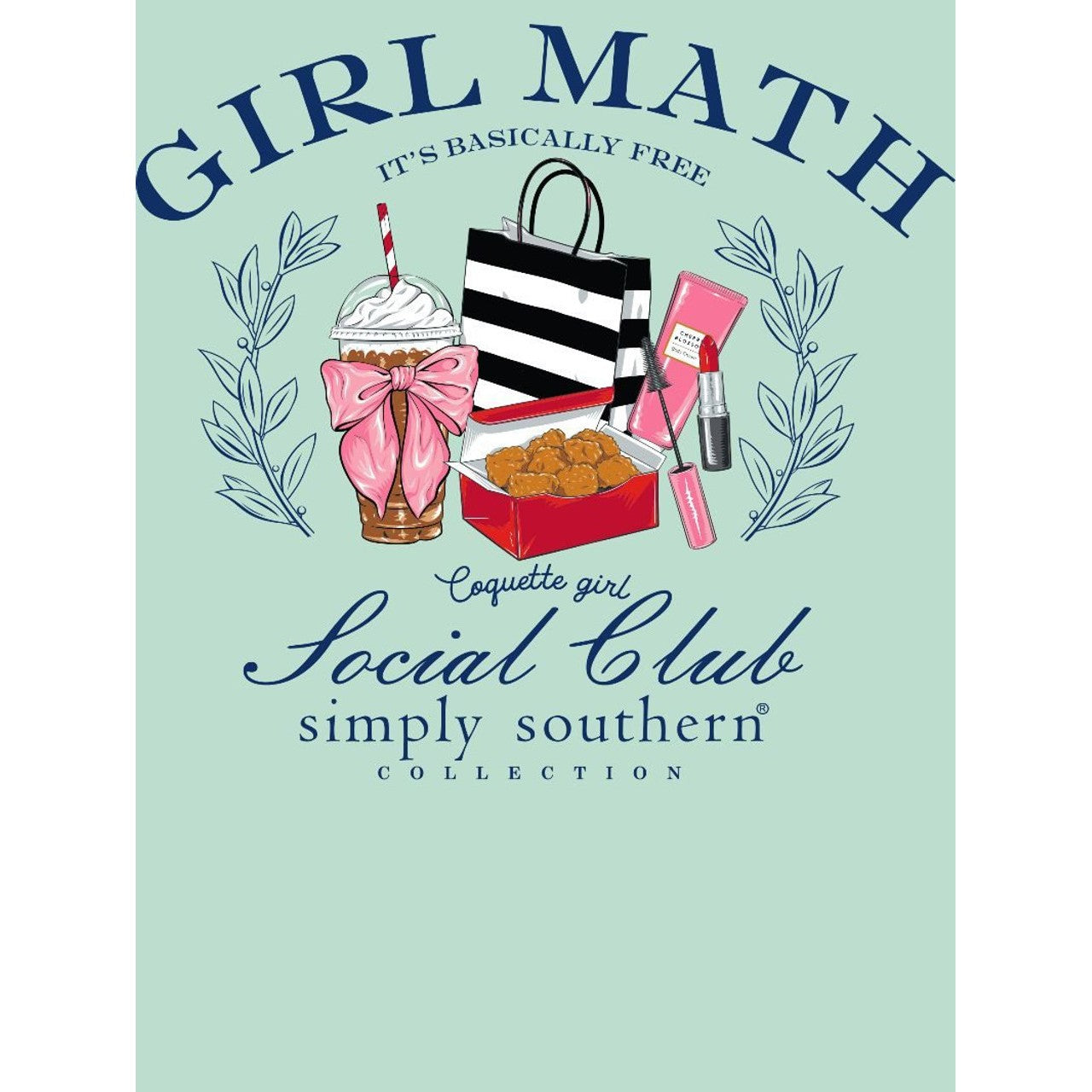 Simply Southern Ladies 'Girl Math' Chinchilla Blue Green T-Shirt SS-GIRLMATH