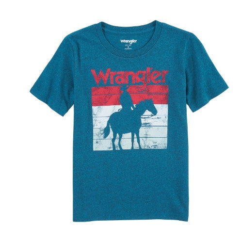 Wrangler® Boy's Cyan Pepper Heather Graphic T-Shirt 112315057