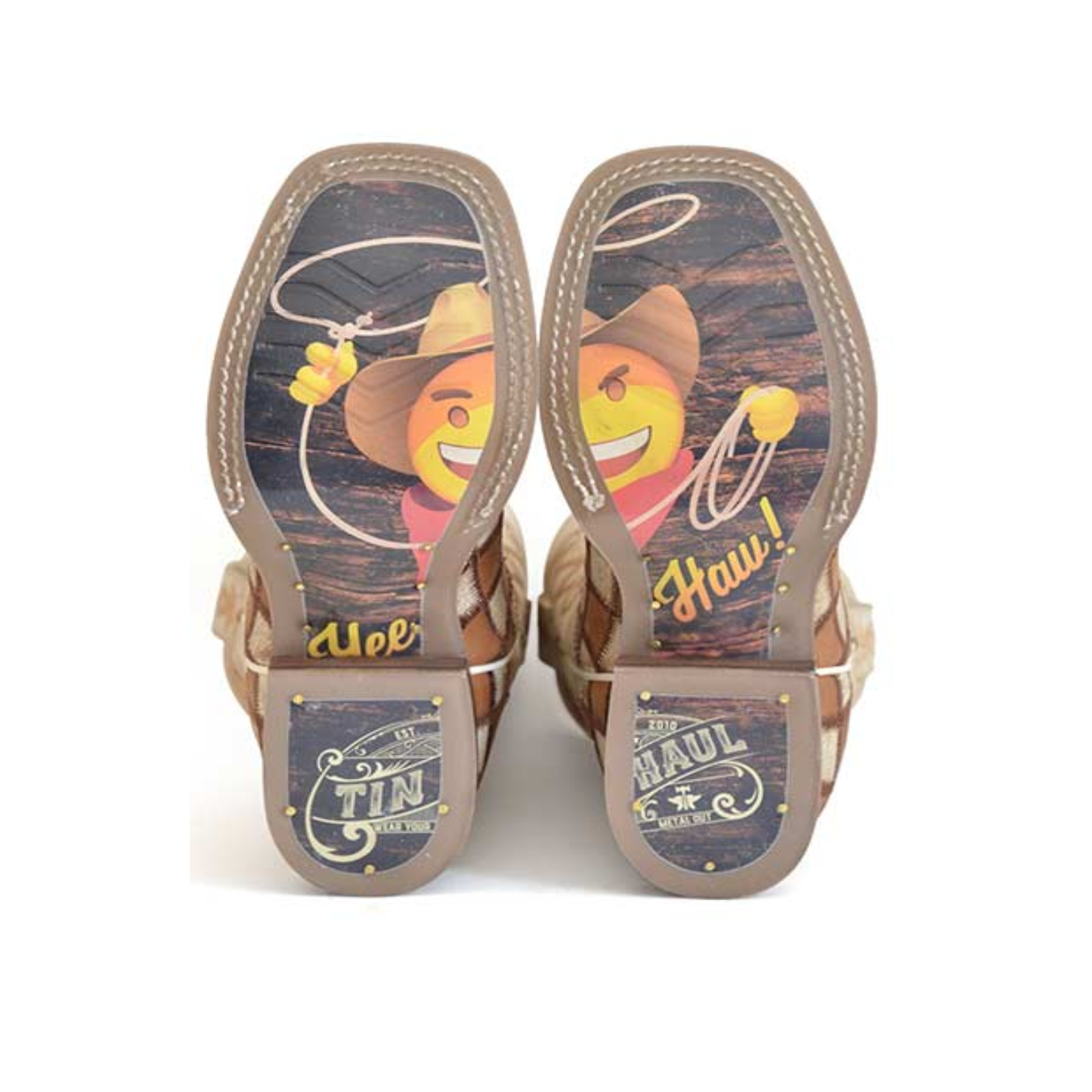 Roper® Kid's Emoji Sole Square Toe Brown Boots 14-119-0077-0875